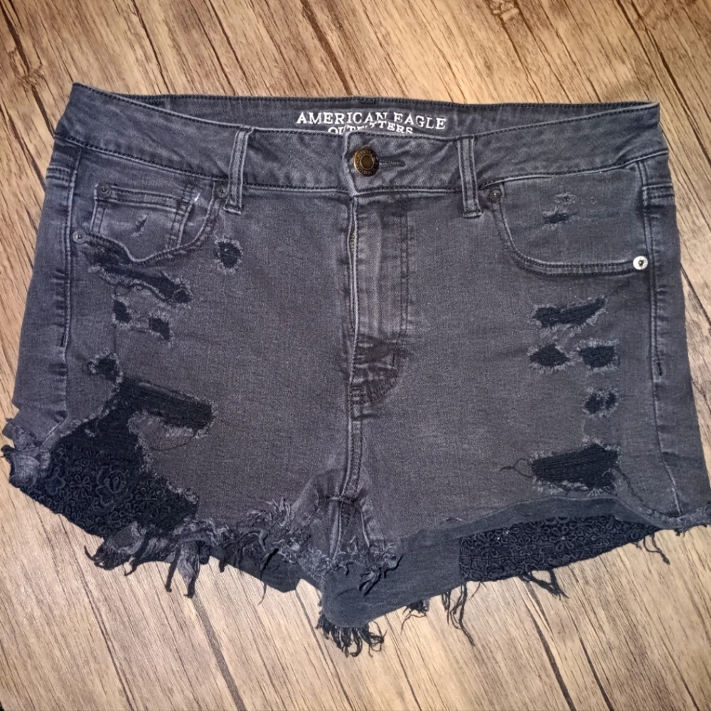 American Eagle Black Hi-Rise Shorts Sz 14